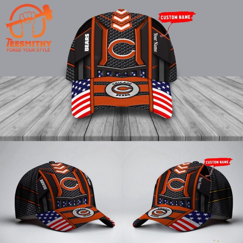 NFL Chicago Bears America Flag Football Custom Baseball Cap