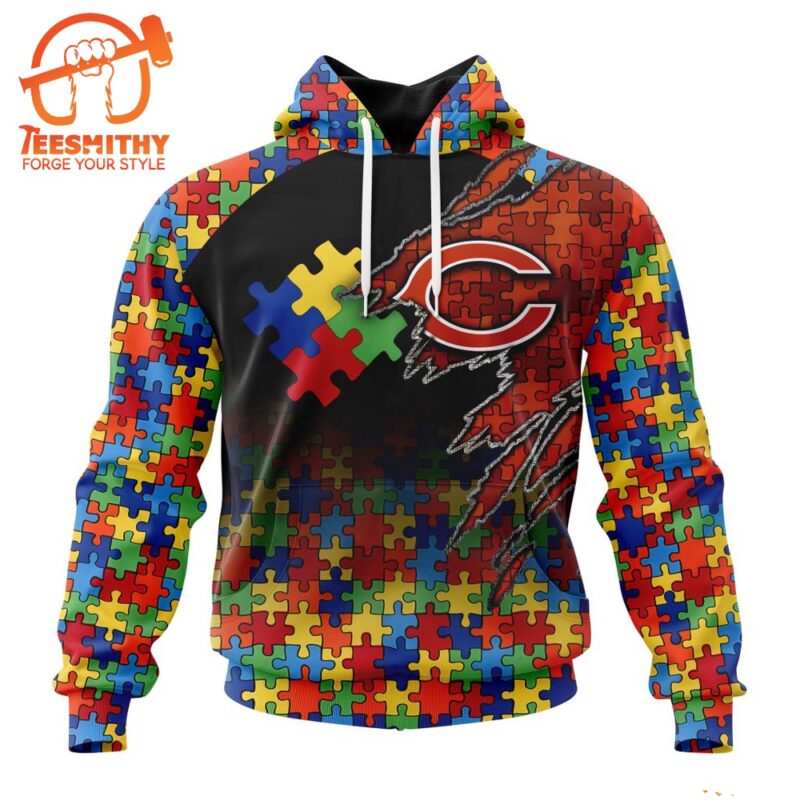 NFL Chicago Bears Autism Awareness Design Custom Hoodie 1