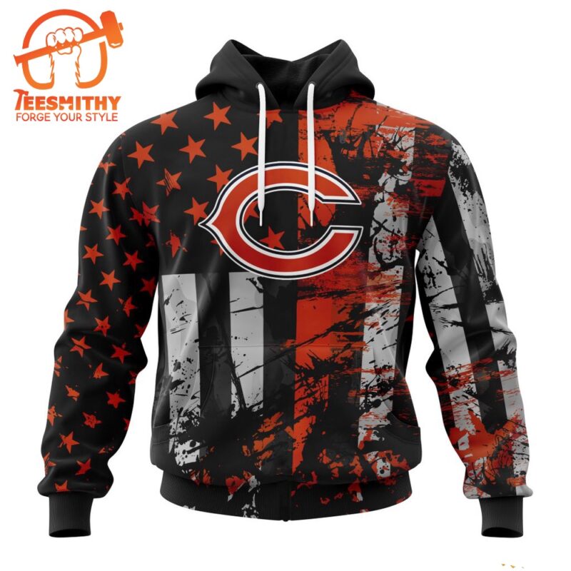 NFL Chicago Bears Special Classic Grunge American Flag Hoodie 1
