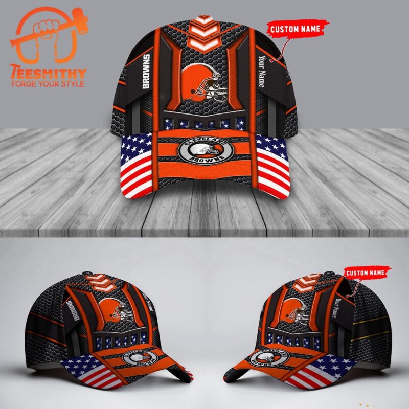 NFL Cleveland Browns America Flag Football Custom Baseball Cap