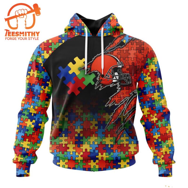 NFL Cleveland Browns Autism Awareness Design Custom Hoodie 1