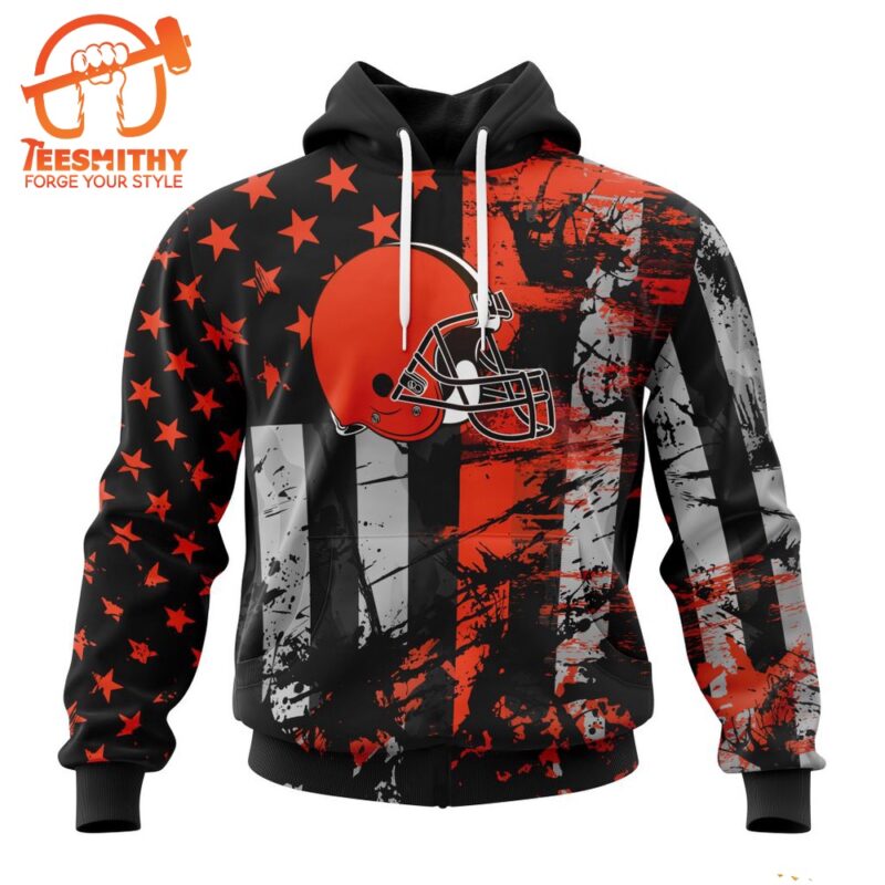 NFL Cleveland Browns Special Classic Grunge American Flag Hoodie 1