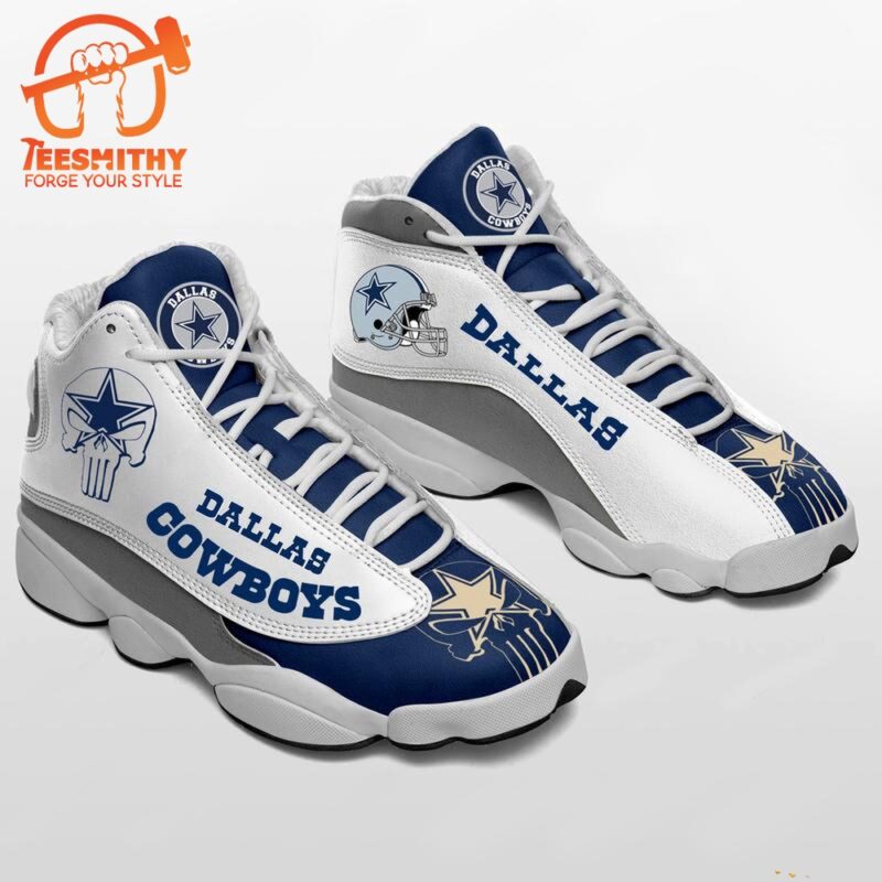 NFL Dallas Cowboys Punisher Skull Air Jordan 13 Sneaker Shoes