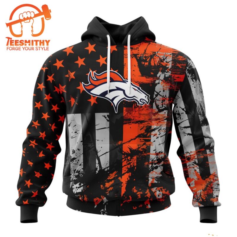 NFL Denver Broncos Special Classic Grunge American Flag Hoodie 1