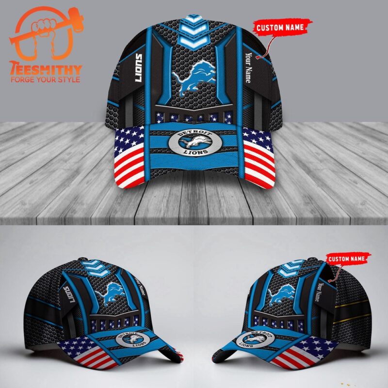 NFL Detroit Lions America Flag Football Custom Baseball Cap