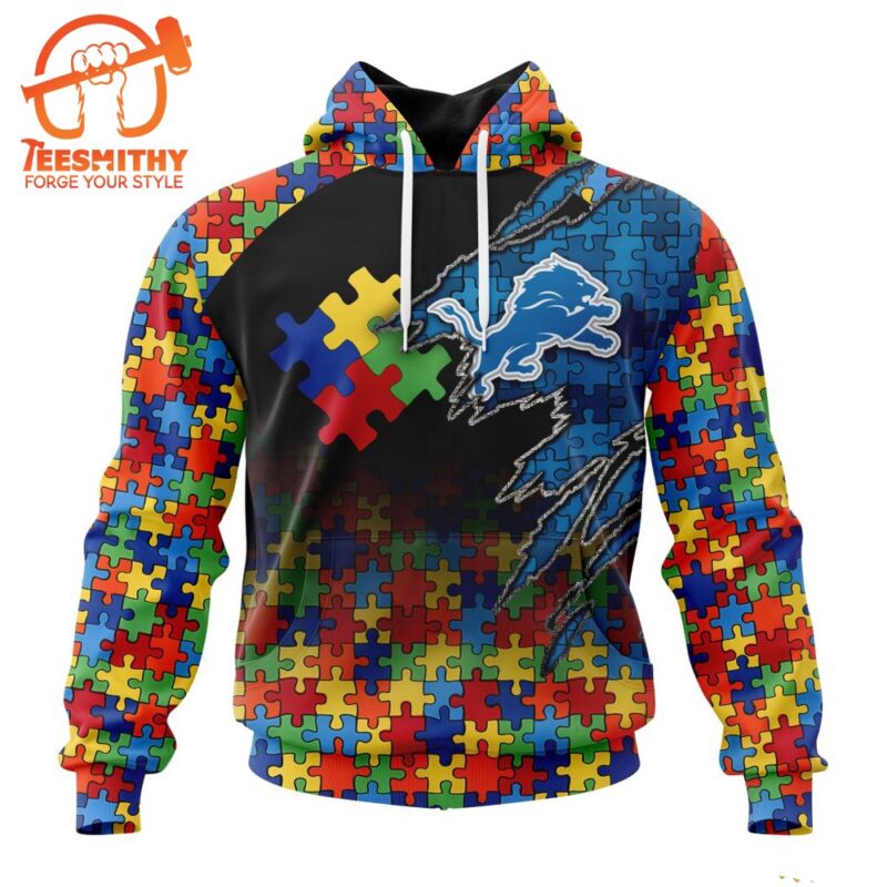 NFL Detroit Lions Autism Awareness Design Custom Hoodie 1