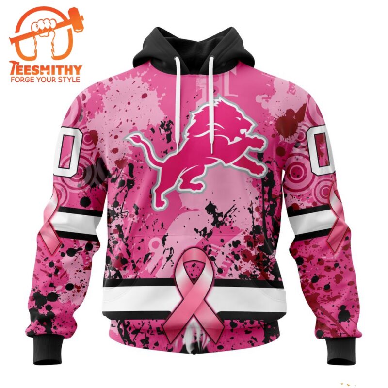 NFL Detroit Lions I Pink I Can In October We Wear Pink Breast Cancer Hoodie 1