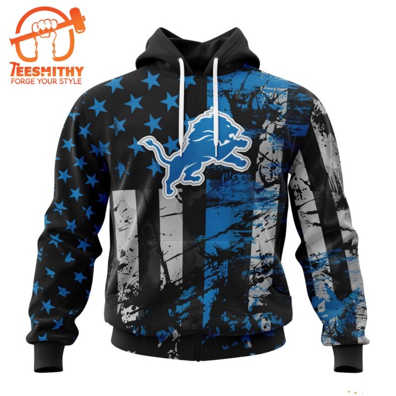 NFL Detroit Lions Special Classic Grunge American Flag Hoodie 1