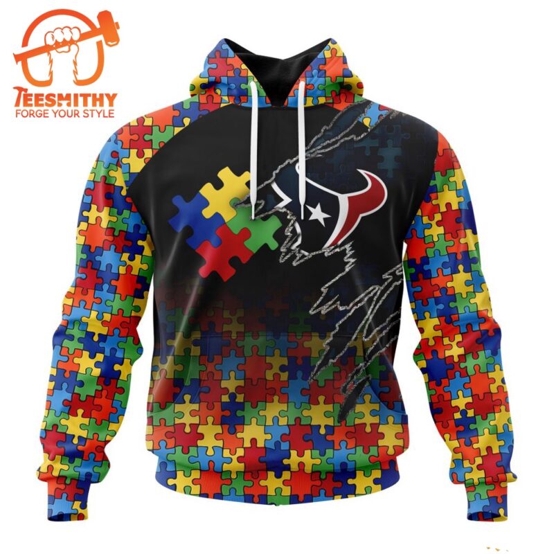 NFL Houston Texans Autism Awareness Design Custom Hoodie 1