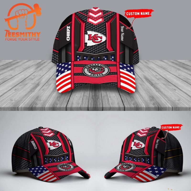 NFL Kansas City Chiefs America Flag Football Custom Baseball Cap
