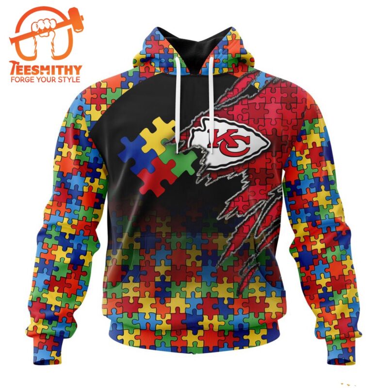 NFL Kansas City Chiefs Autism Awareness Design Custom Hoodie 1