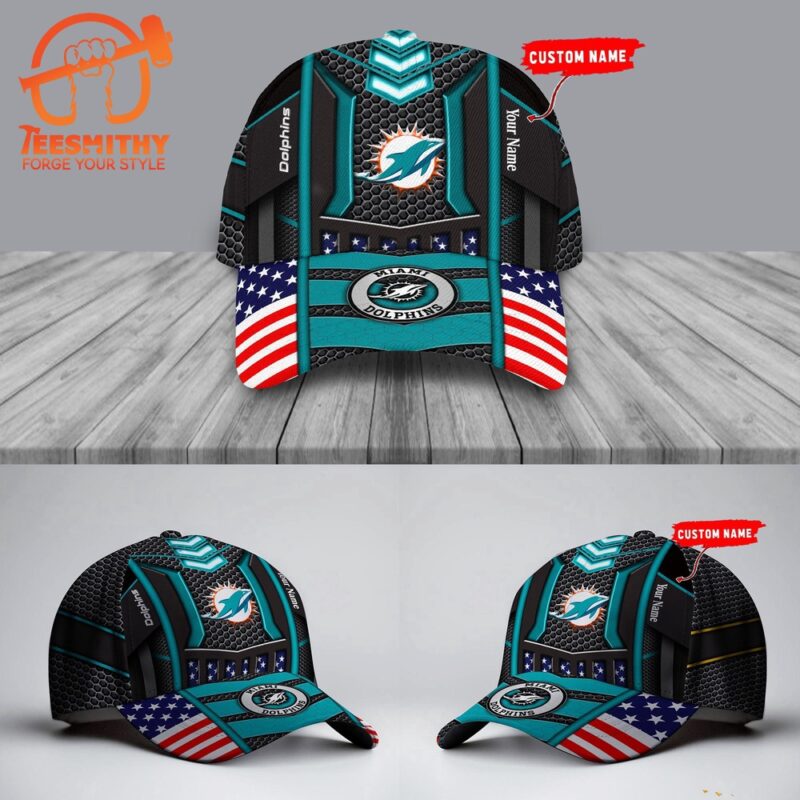 NFL Miami Dolphins America Flag Football Custom Baseball Cap