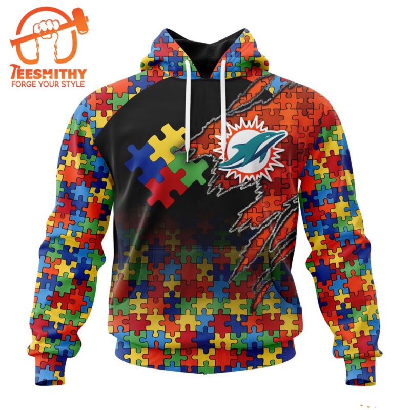 NFL Miami Dolphins Autism Awareness Design Custom Hoodie 1