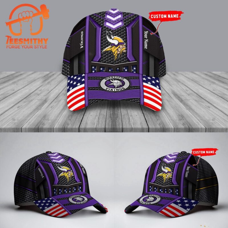 NFL Minnesota Vikings America Flag Football Custom Baseball Cap