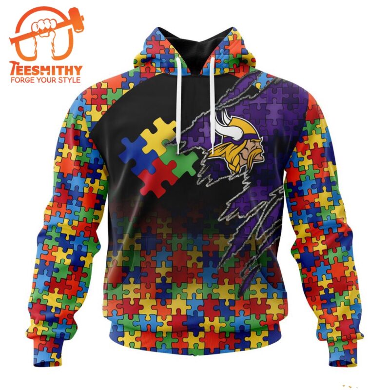 NFL Minnesota Vikings Autism Awareness Design Custom Hoodie 1