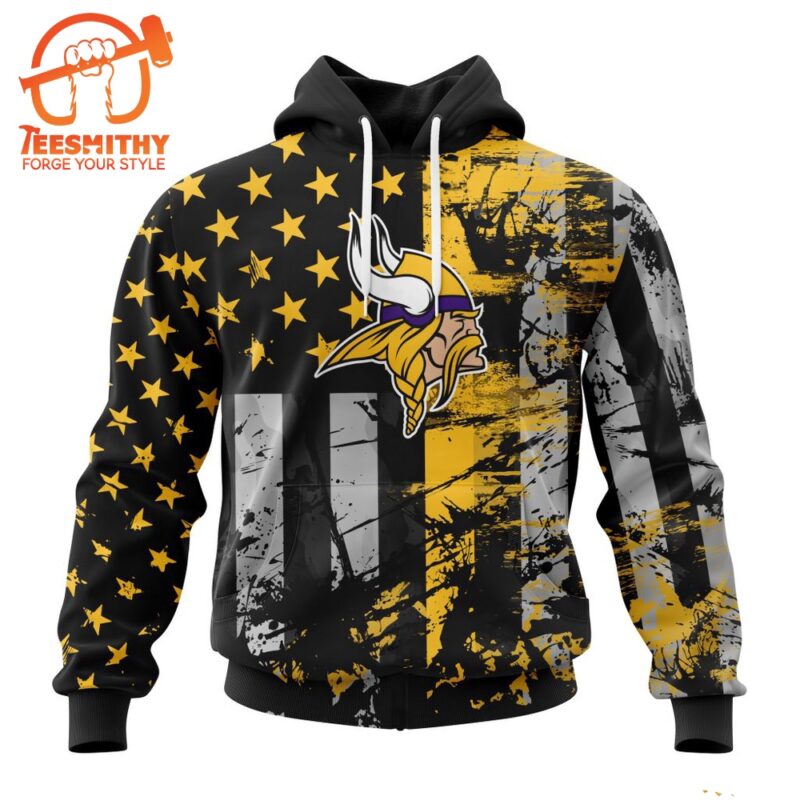 NFL Minnesota Vikings Special Classic Grunge American Flag Hoodie 1