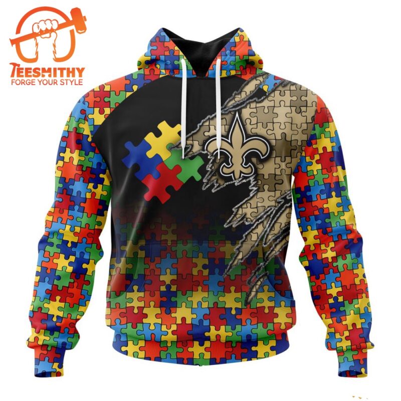 NFL New Orleans Saints Autism Awareness Design Custom Hoodie 1