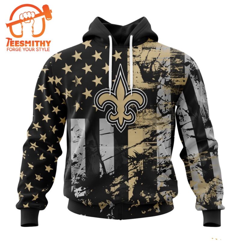 NFL New Orleans Saints Special Classic Grunge American Flag Hoodie 1