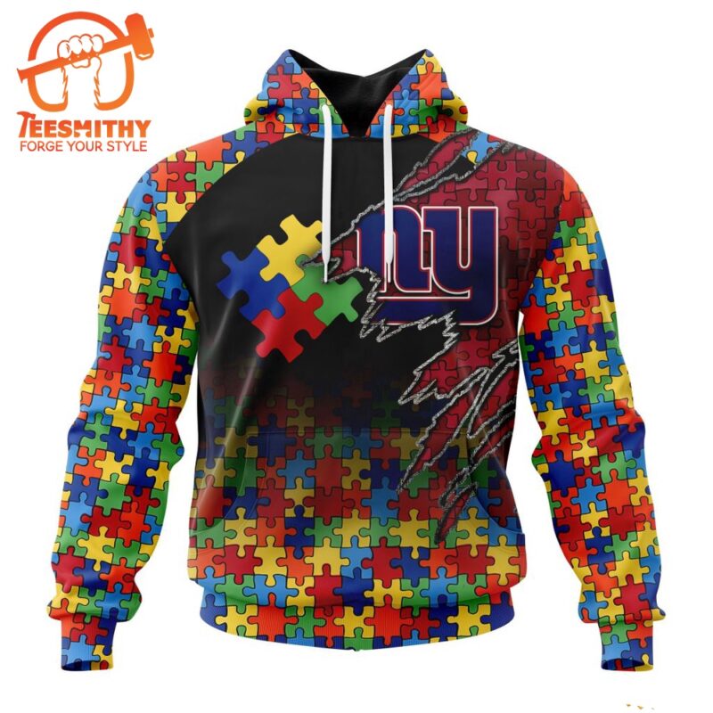 NFL New York Giants Autism Awareness Design Custom Hoodie 1