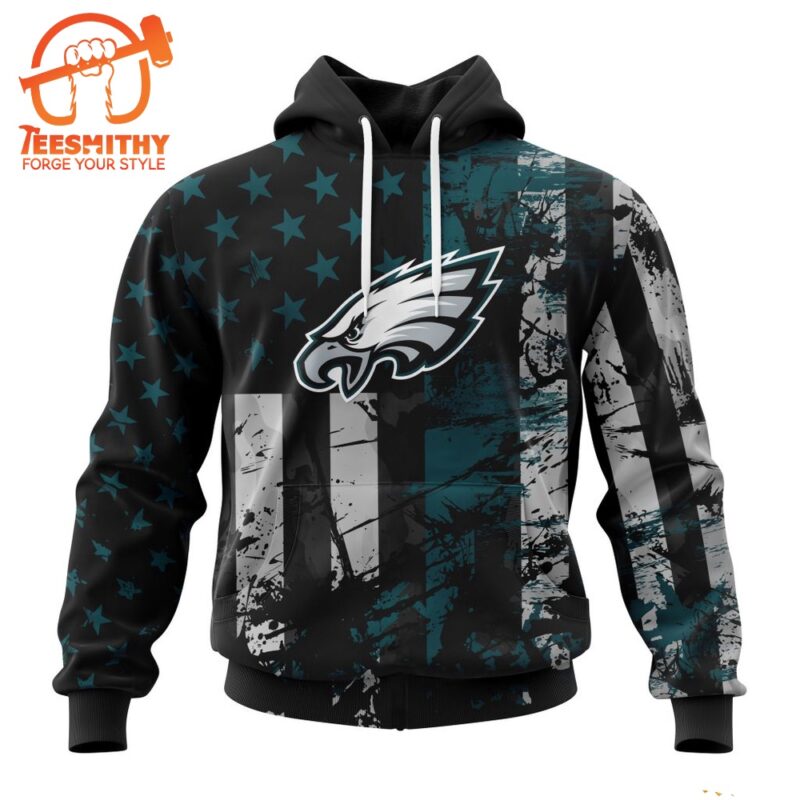 NFL Philadelphia Eagles Special Classic Grunge American Flag Hoodie 1