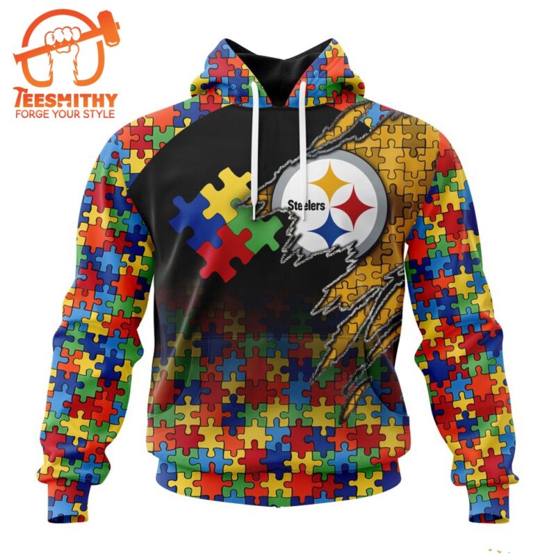 NFL Pittsburgh Steelers Autism Awareness Design Custom Hoodie 1