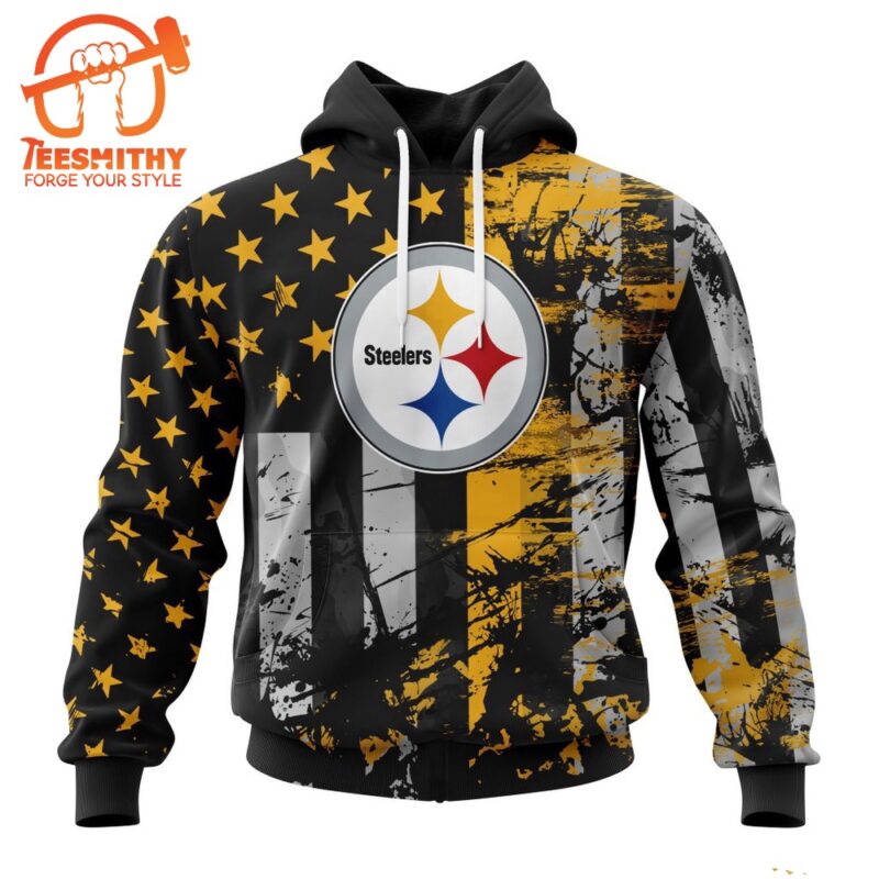 NFL Pittsburgh Steelers Special Classic Grunge American Flag Hoodie 1