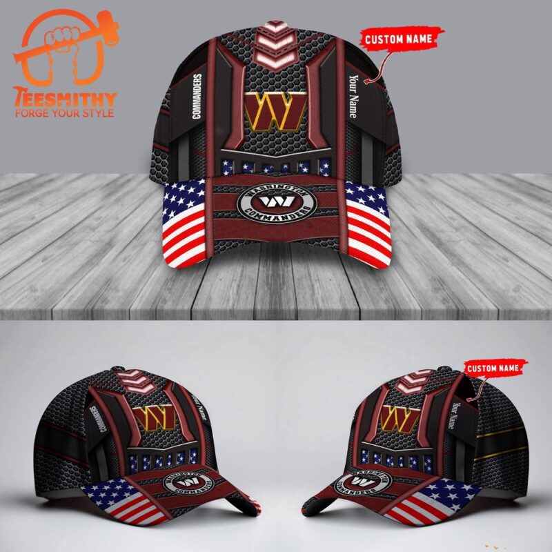 NFL Washington Commanders America Flag Football Custom Baseball Cap