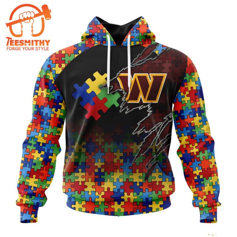 NFL Washington Commanders Autism Awareness Design Custom Hoodie 1