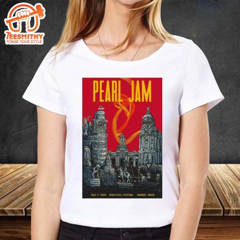 Official Pearl Jam Madrid July 11 2024 Mad Cool Festival Spain Event T shirt
