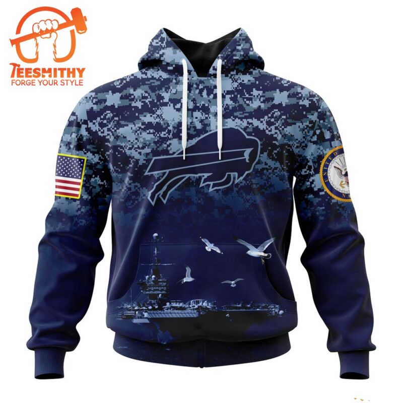 Personalized NFL Buffalo Bills Honor US Navy Veterans Design Hoodie 1