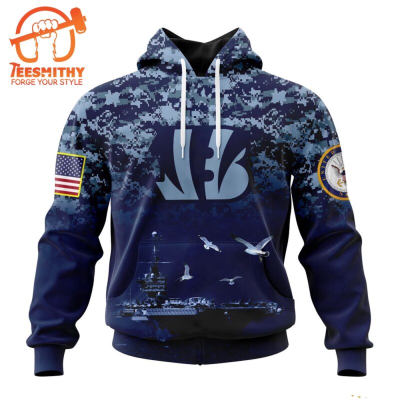 Personalized NFL Cincinnati Bengals Honor US Navy Veterans Design Hoodie 1