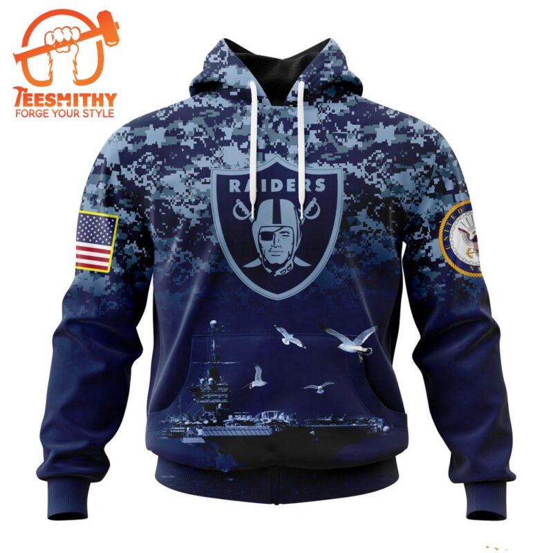 Personalized NFL Las Vegas Raiders Honor US Navy Veterans Design Hoodie 1