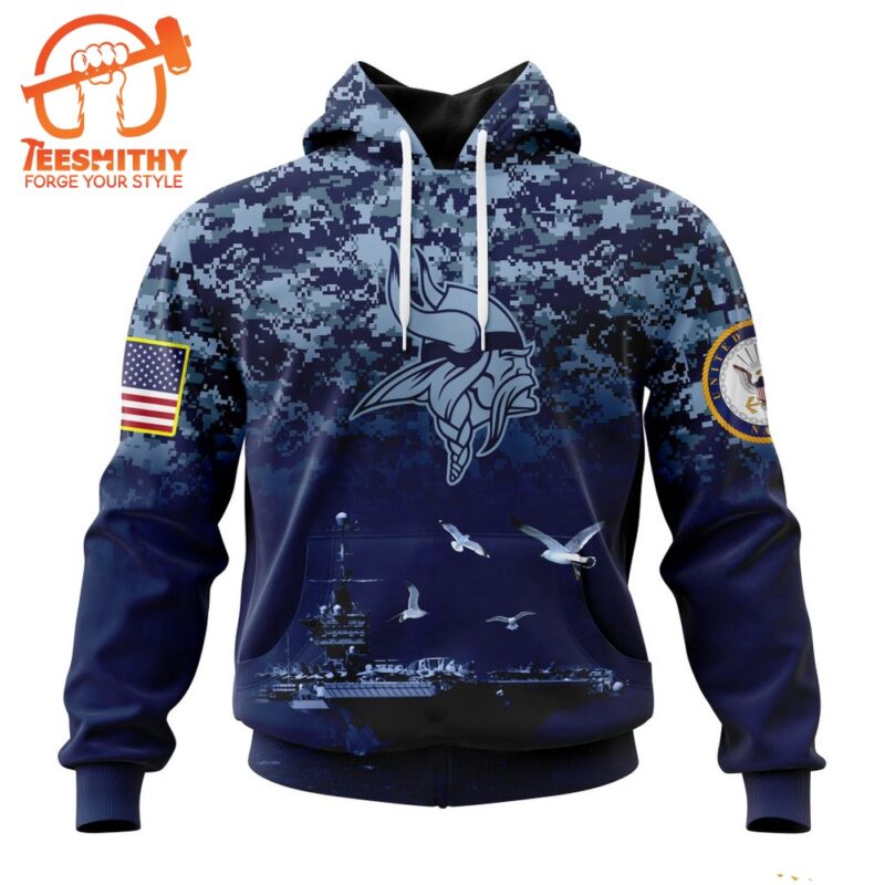 Personalized NFL Minnesota Vikings Honor US Navy Veterans Design Hoodie 1