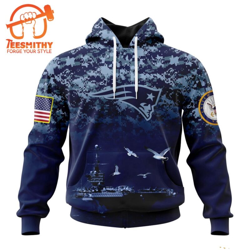 Personalized NFL New England Patriots Honor US Navy Veterans Design Hoodie 1