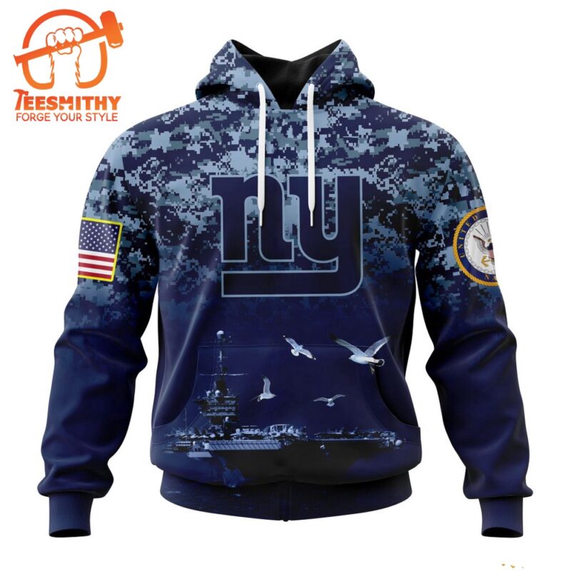 Personalized NFL New York Giants Honor US Navy Veterans Design Hoodie 1