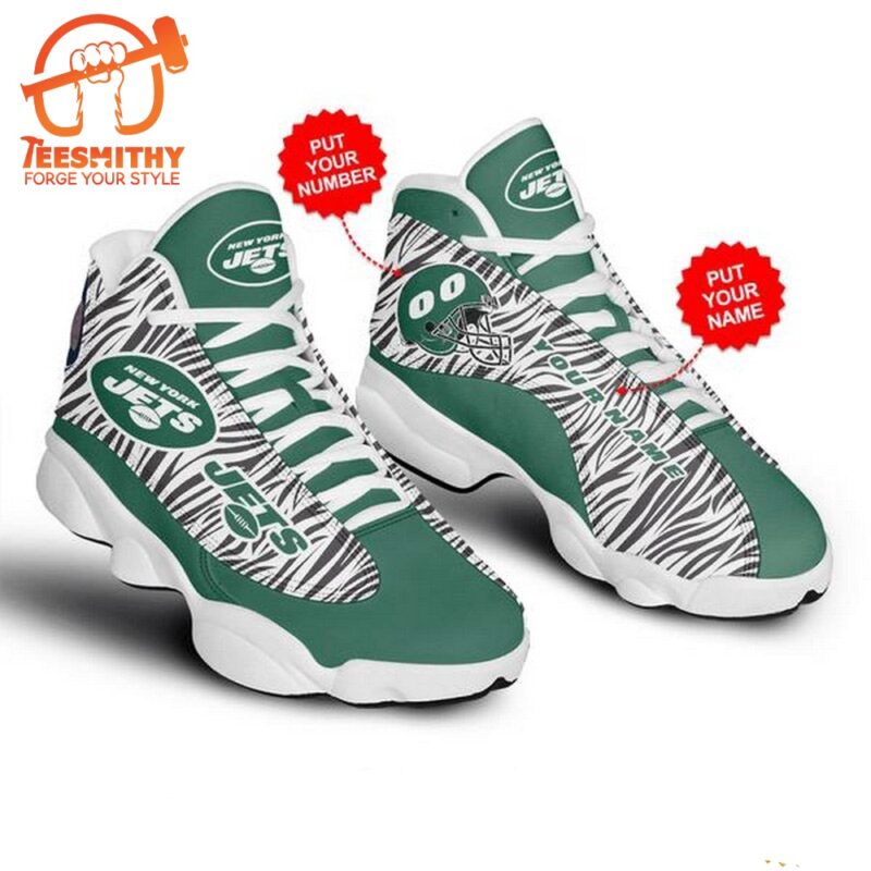 Personalized NFL New York Jets Logo Football Design Air Jordan 13 Shoes