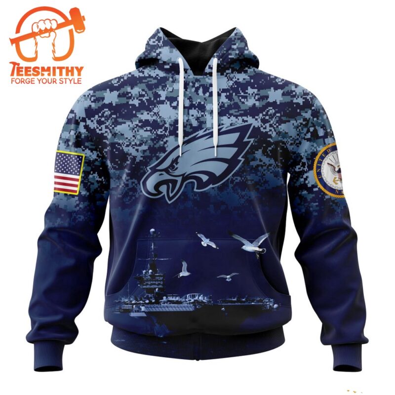Personalized NFL Philadelphia Eagles Honor US Navy Veterans Design Hoodie 1