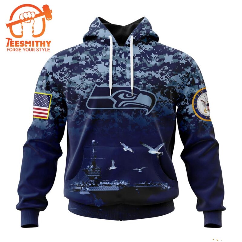 Personalized NFL Seattle Seahawks Honor US Navy Veterans Design Hoodie 1