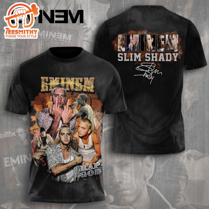 Rap God! Singer Eminem Mens 3D Printed T Shirt Summer Casual Round