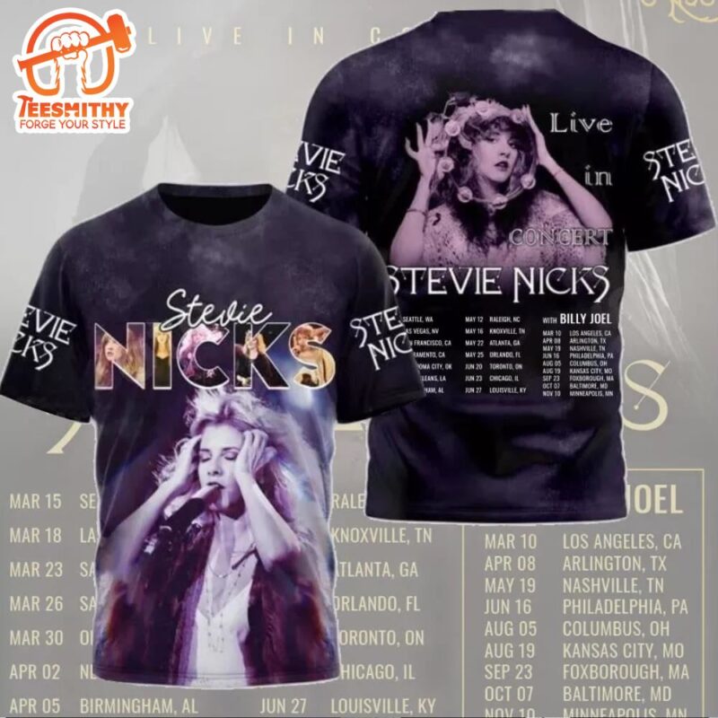 Stevie Nicks With Billy Joel Live In Concert Tour 2024 3D Printed T Shirt