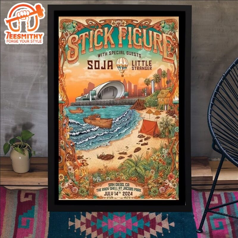 Stick Figure July 14 2024 Tour San Diego CA Poster Canvas