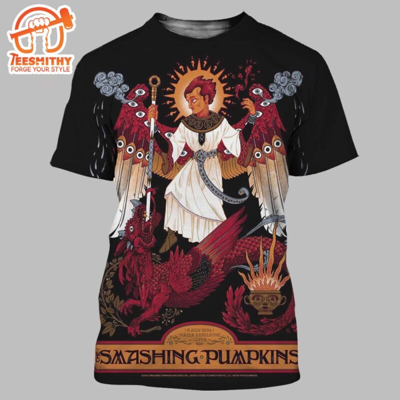 The Smashing Pumpkins 6 July 2024 Piazza Napoleone Lucca Italy 3D Shirt