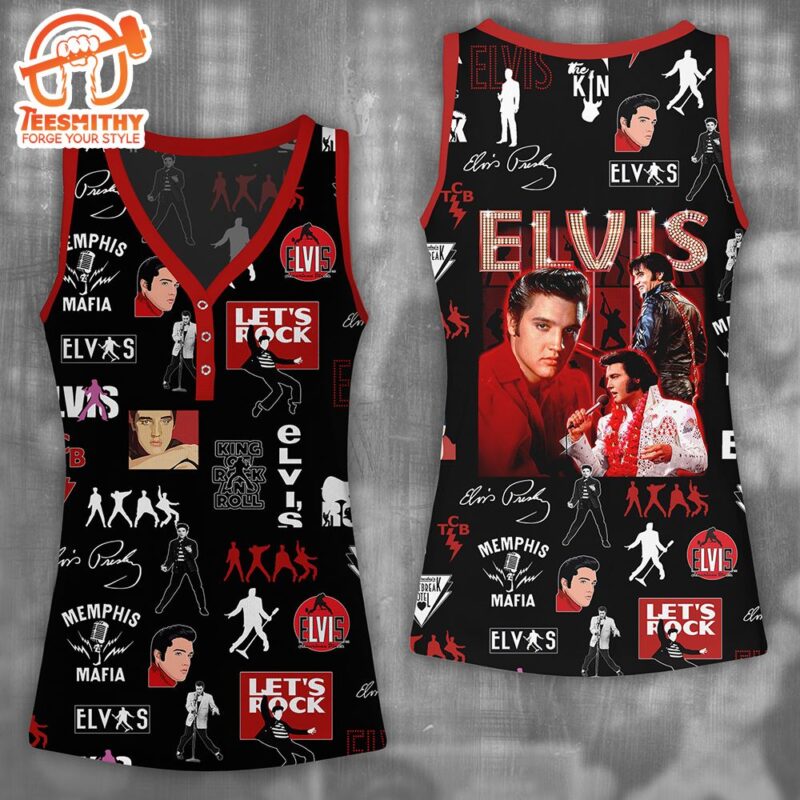 Elvis Presley 2024 Women V Neck Ribbed Tank Top