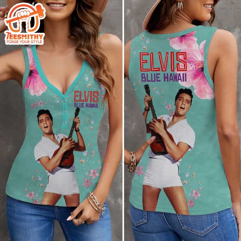 Elvis Presley Thank You Very Much V Neck Ribbed Tank Top