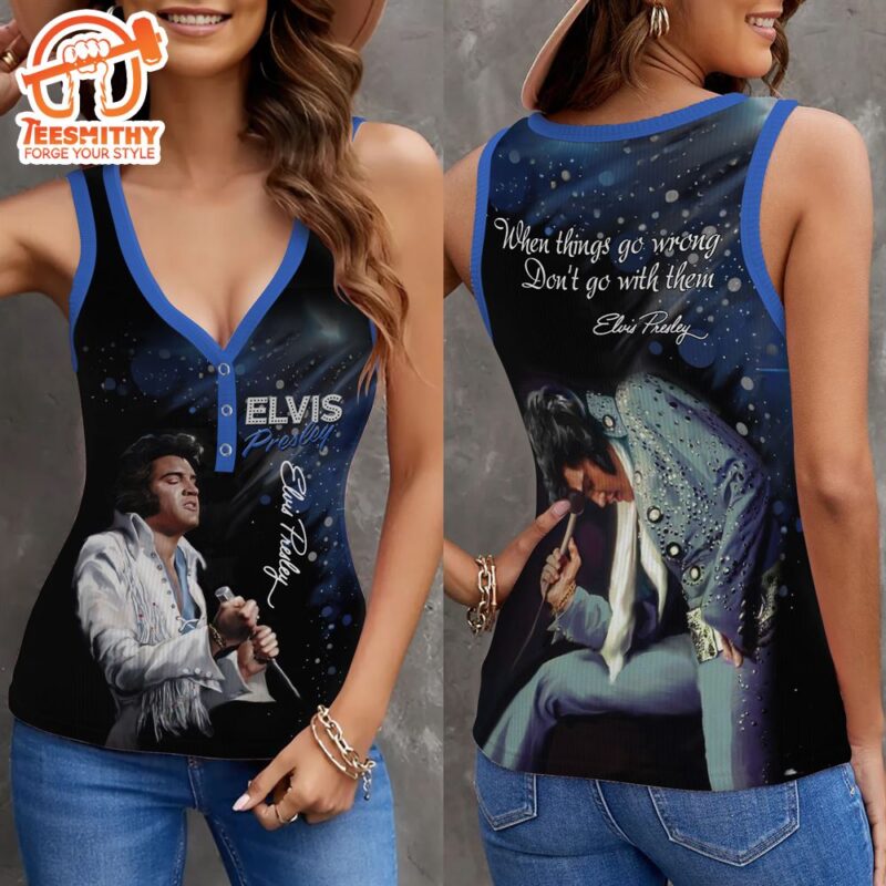 Elvis Presley When Things Go Wrong Women V Neck Ribbed Tank Top