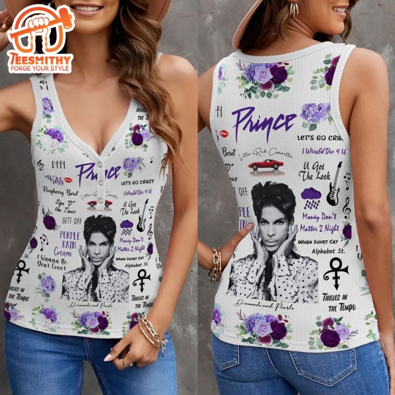 Prince Women Album Song HOT V Neck Ribbed Tank Top