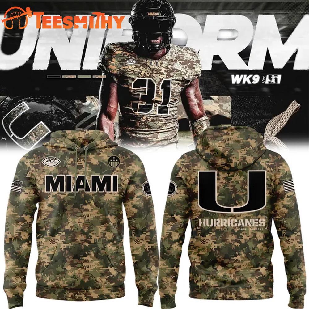2025 Military Appreciation Miami Hurricanes Football Hoodie