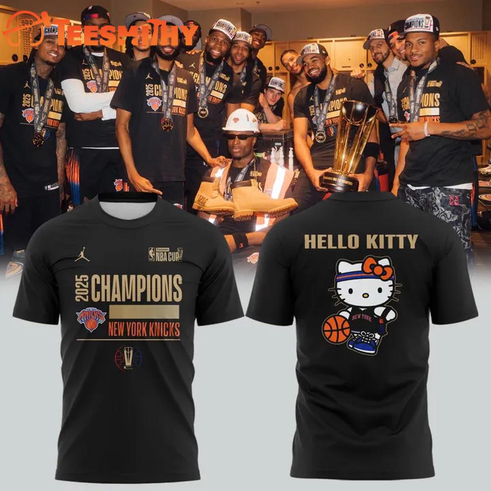 2025 New York Knicks x Hello Kitty NBA Cup Champions T Shirt