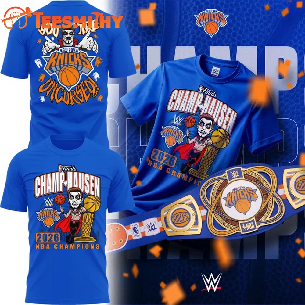 2026 WWE Danhausen x New York Knicks 2026 NBA Finals Champions T Shirt