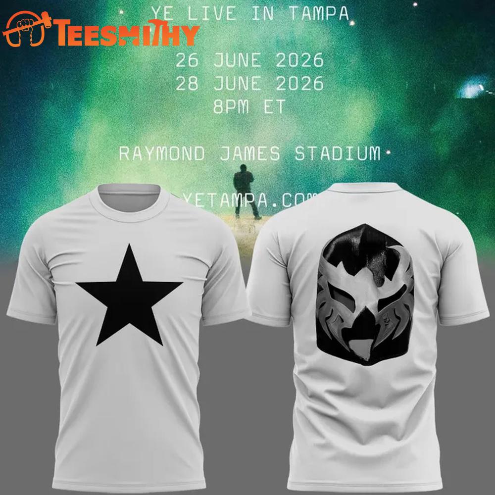 2026 Ye Live Concert Tour Raymondames Stadium Mask White T Shirt
